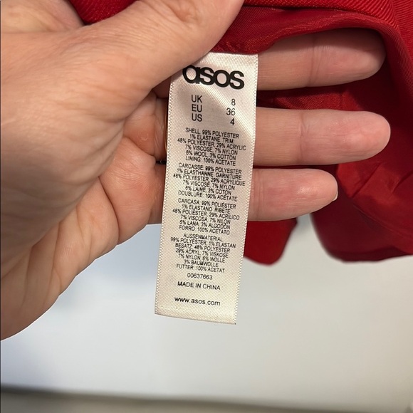 ASOS size 4 Red Dress with Houndstooth Pockets - Picture 5 of 5